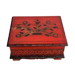 wooden handcarved etched jewelry box